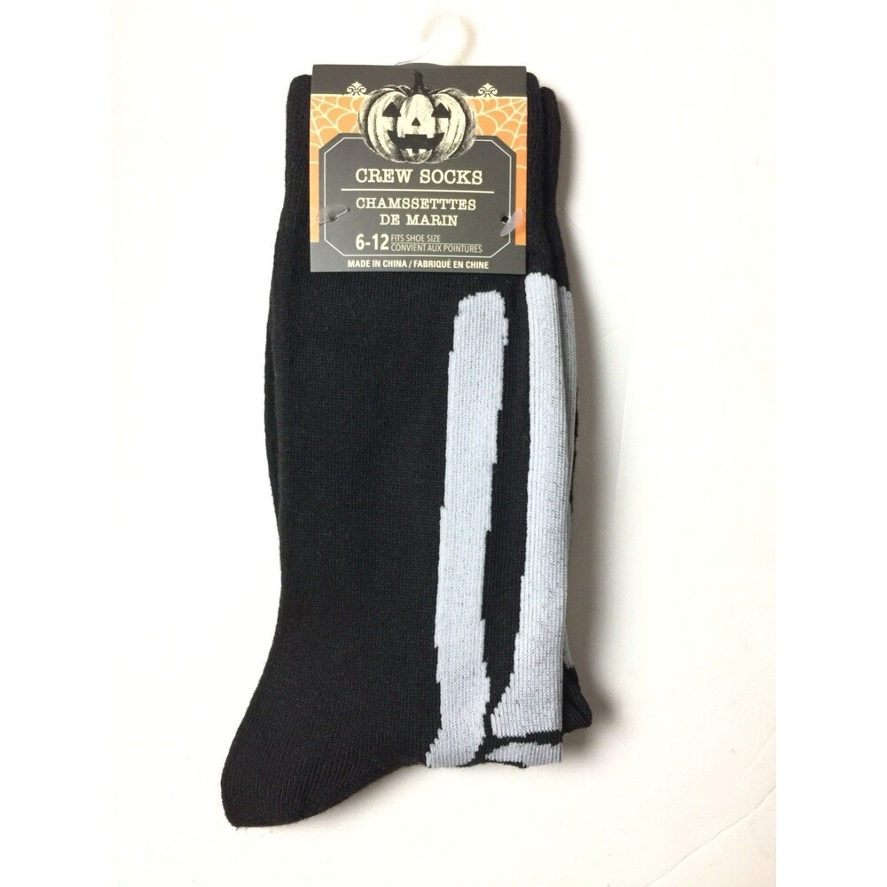 Women’s Crew Socks Halloween Party Scary Hand Bone Black White Size 6-12 New